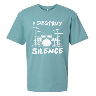 I Destroy Silence Drummer Gift Sueded Cloud Jersey T-Shirt