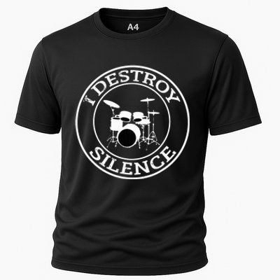 I Destroy Silence Drums Drum Set Drummer Gift Cooling Performance Crew T-Shirt