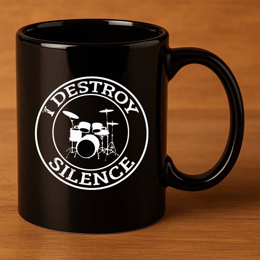 I Destroy Silence Drums Drum Set Drummer Gift 11oz C Handle Ceramic Mug