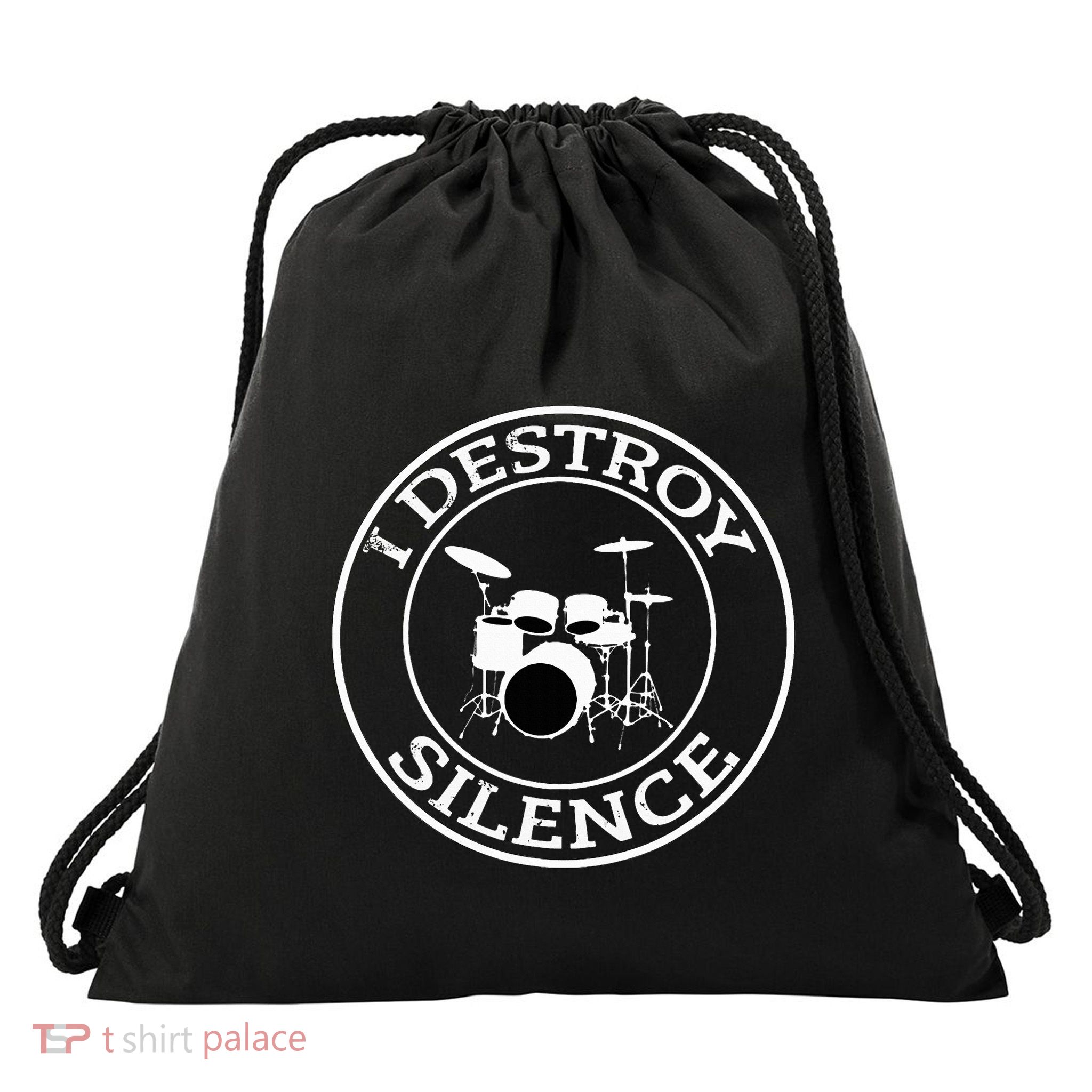 I Destroy Silence Drums Drum Set Drummer Gift Drawstring Bag