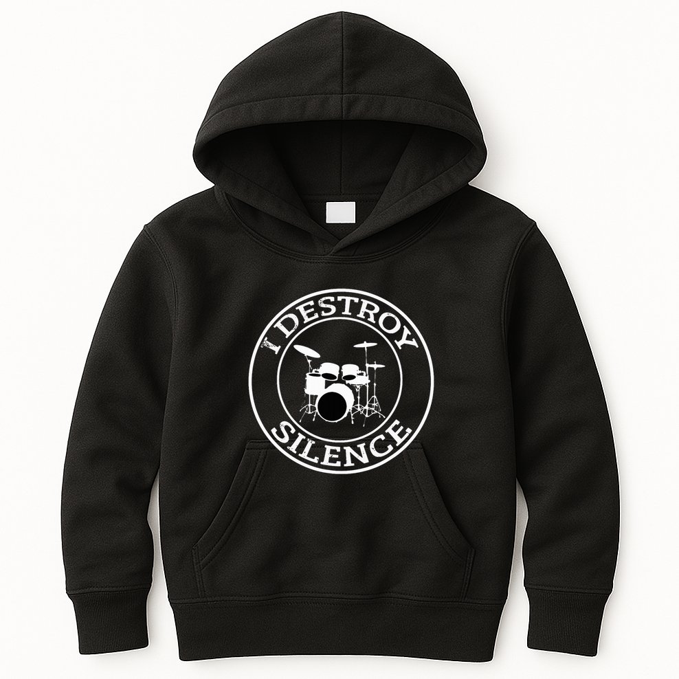 I Destroy Silence Drums Drum Set Drummer Gift Kids Hoodie