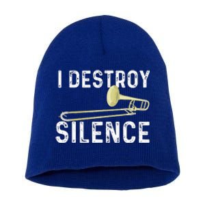 I Destroy Silence Trombonist Trombone Player Short Acrylic Beanie