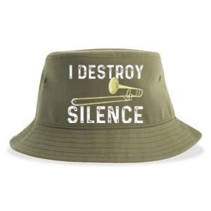 I Destroy Silence Trombonist Trombone Player Sustainable Bucket Hat