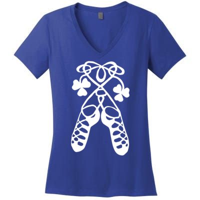 Irish Dance Soft Shoes Ghillies Lucky Feis Gift Women's V-Neck T-Shirt