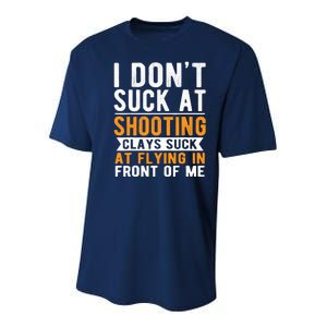 I Dont Suck At Shooting Skeet Trap Funny Clay Pigeon Youth Performance Sprint T-Shirt