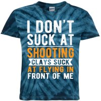 I Dont Suck At Shooting Skeet Trap Funny Clay Pigeon Kids Tie-Dye T-Shirt