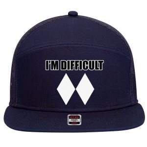 I'm Difficult Ski Funny Skier Snowboard Skiing 7 Panel Mesh Trucker Snapback Hat