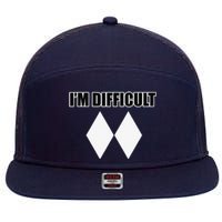 I'm Difficult Ski Funny Skier Snowboard Skiing 7 Panel Mesh Trucker Snapback Hat