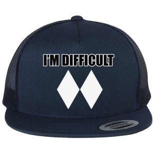 I'm Difficult Ski Funny Skier Snowboard Skiing Flat Bill Trucker Hat