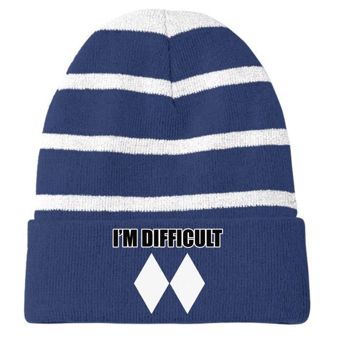 I'm Difficult Ski Funny Skier Snowboard Skiing Striped Beanie with Solid Band