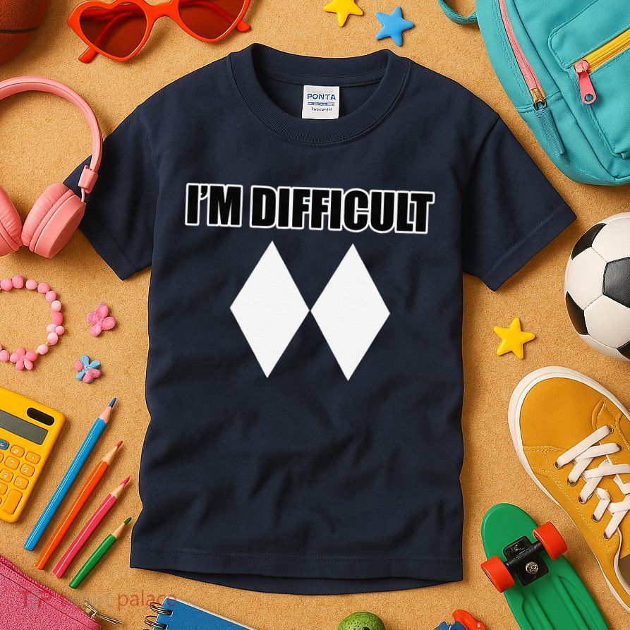I'm Difficult Ski Funny Skier Snowboard Skiing Kids T-Shirt