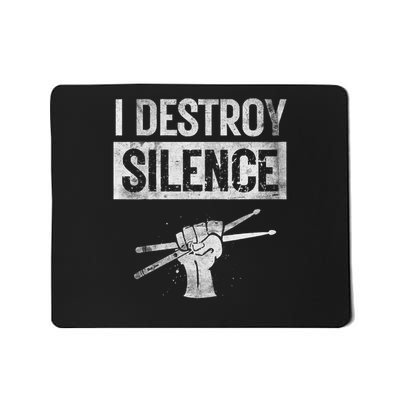 I Destroy Silence Drum Sticks Drummer Percussion Lover Retro Mousepad