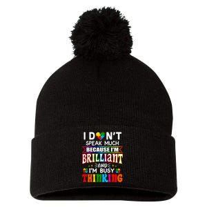 I Dont Speak Much Brilliant Autism Autistic Pom Pom 12in Knit Beanie