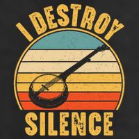 I Destroy Silence Banjo Funny Musical Instrument 7 Panel Mesh Trucker Snapback Hat