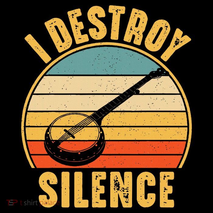 I Destroy Silence Banjo Funny Musical Instrument Tall T-Shirt