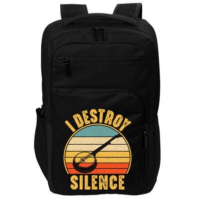I Destroy Silence Banjo Funny Musical Instrument Impact Tech Backpack