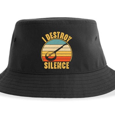 I Destroy Silence Banjo Funny Musical Instrument Sustainable Bucket Hat