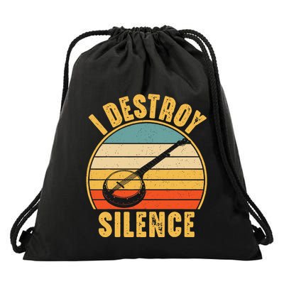 I Destroy Silence Banjo Funny Musical Instrument Drawstring Bag