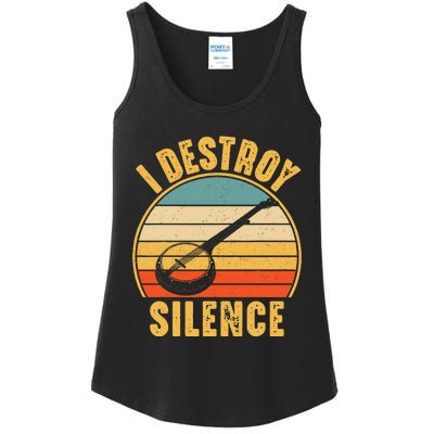 I Destroy Silence Banjo Funny Musical Instrument Ladies Essential Tank