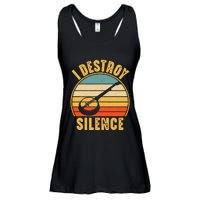 I Destroy Silence Banjo Funny Musical Instrument Ladies Essential Flowy Tank