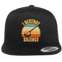 I Destroy Silence Banjo Funny Musical Instrument Flat Bill Trucker Hat