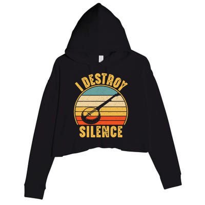 I Destroy Silence Banjo Funny Musical Instrument Crop Fleece Hoodie