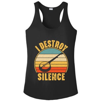 I Destroy Silence Banjo Funny Musical Instrument Ladies PosiCharge Competitor Racerback Tank