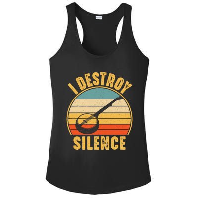 I Destroy Silence Banjo Funny Musical Instrument Ladies PosiCharge Competitor Racerback Tank