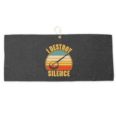I Destroy Silence Banjo Funny Musical Instrument Large Microfiber Waffle Golf Towel