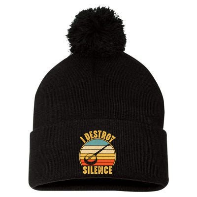 I Destroy Silence Banjo Funny Musical Instrument Pom Pom 12in Knit Beanie