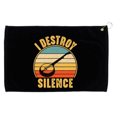 I Destroy Silence Banjo Funny Musical Instrument Grommeted Golf Towel