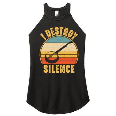 I Destroy Silence Banjo Funny Musical Instrument Women’s Perfect Tri Rocker Tank