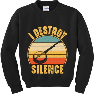 I Destroy Silence Banjo Funny Musical Instrument Kids Sweatshirt
