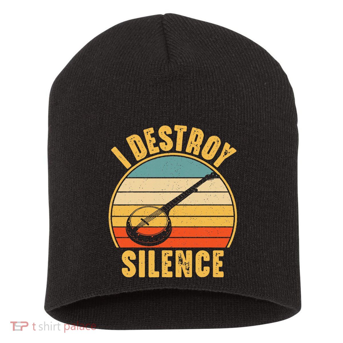 I Destroy Silence Banjo Funny Musical Instrument Short Acrylic Beanie