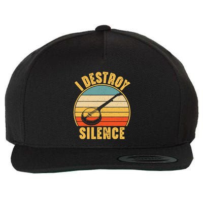 I Destroy Silence Banjo Funny Musical Instrument Wool Snapback Cap