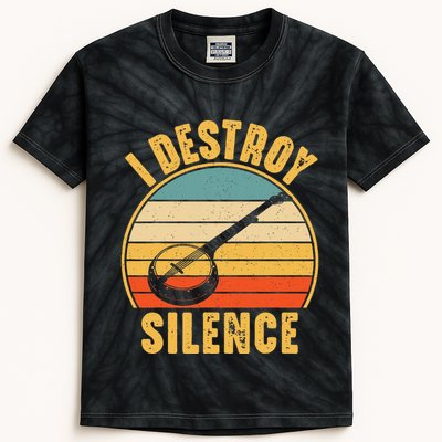 I Destroy Silence Banjo Funny Musical Instrument Kids Tie-Dye T-Shirt