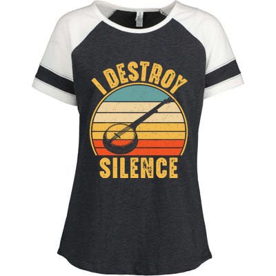 I Destroy Silence Banjo Funny Musical Instrument Enza Ladies Jersey Colorblock Tee