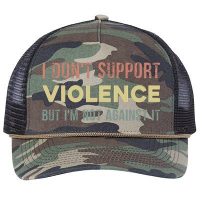 I DonT Support Violence But IM Not Against It Retro Rope Trucker Hat Cap