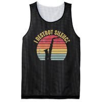 I Destroy Silence Saxophone Player Funny Jazz Saxophonist Mesh Reversible Basketball Jersey Tank