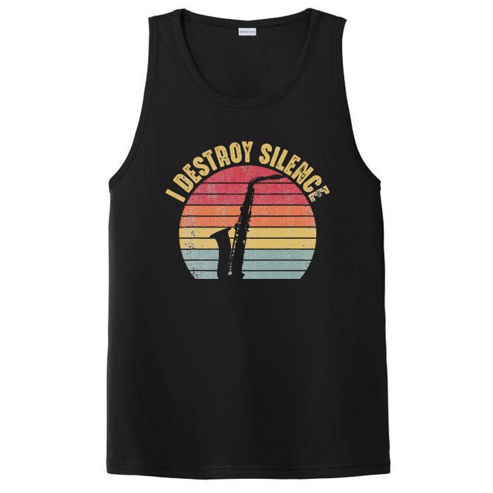 I Destroy Silence Saxophone Player Funny Jazz Saxophonist PosiCharge Competitor Tank