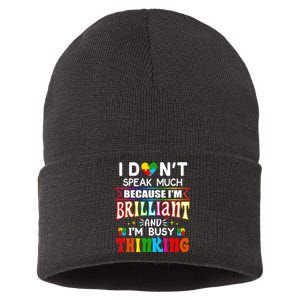 I Dont Speak Much Brilliant Autism Autistic Boy Girl Gift Sustainable Knit Beanie