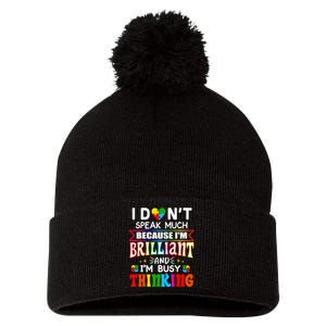 I Dont Speak Much Brilliant Autism Autistic Boy Girl Gift Pom Pom 12in Knit Beanie