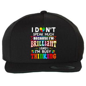 I Dont Speak Much Brilliant Autism Autistic Boy Girl Gift Wool Snapback Cap