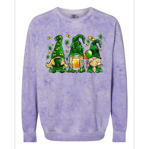 Irish Drinking Team Gnomes Holding Shamrock St Patrick's Day Colorblast Crewneck Sweatshirt