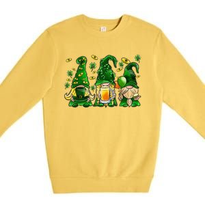 Irish Drinking Team Gnomes Holding Shamrock St Patrick's Day Premium Crewneck Sweatshirt