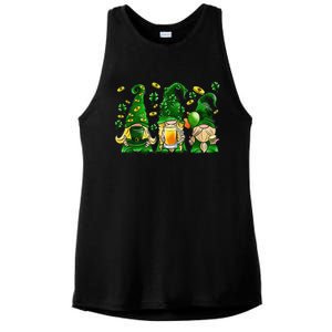 Irish Drinking Team Gnomes Holding Shamrock St Patrick's Day Ladies PosiCharge Tri-Blend Wicking Tank