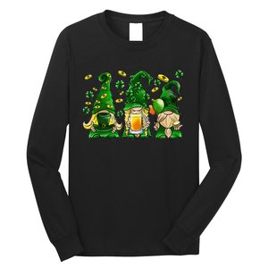 Irish Drinking Team Gnomes Holding Shamrock St Patrick's Day Long Sleeve Shirt