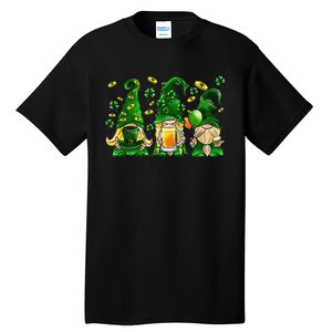 Irish Drinking Team Gnomes Holding Shamrock St Patrick's Day Tall T-Shirt