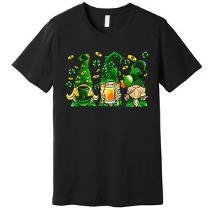 Irish Drinking Team Gnomes Holding Shamrock St Patrick's Day Premium T-Shirt