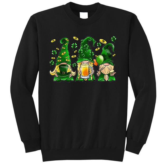 Irish Drinking Team Gnomes Holding Shamrock St Patrick's Day Tall Sweatshirt